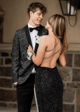 Audrey | Black Mermaid One Shoulder Beaded Prom Dress with Slit - Black - PromDressClub